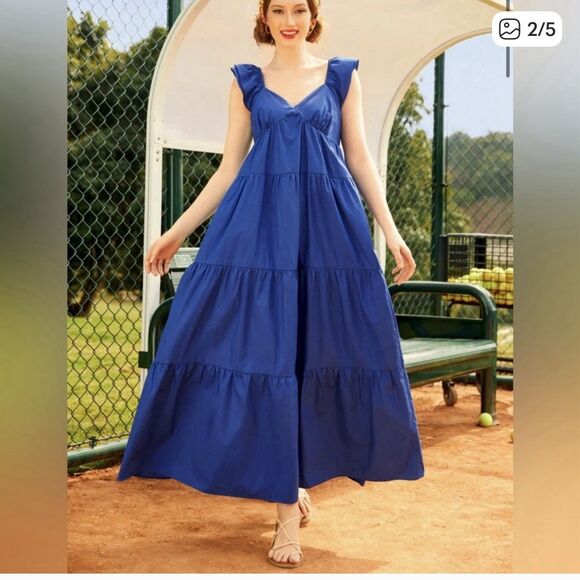 ModCloth NWT Notes Of Grace Maxi Dress - Blue - Size 1X Plus - Picture 2 of 4